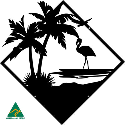 The Lone Flamingo Metal Wall Art | Black Finish