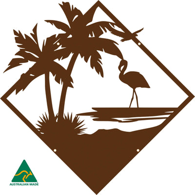 The Lone Flamingo Metal Wall Art | Rust Finish