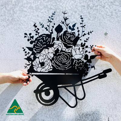 The Wheelbarrow Metal Wall Art | Black Finish