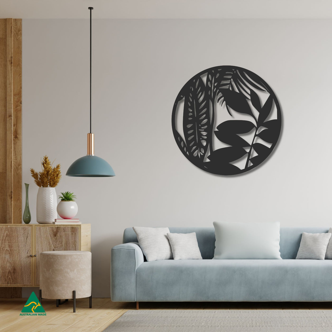 The Wild Garden Round Metal Wall Art Staged Image | Night Sky (Black) Matt