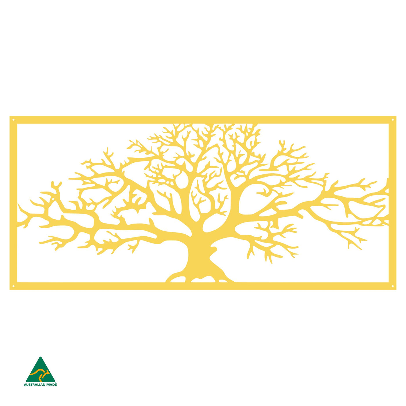 Tree of Life Metal Wall Art | Lemon Yellow Gloss