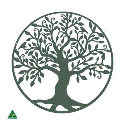 Tree of Life Round Metal Wall Art | Cottage Green Satin
