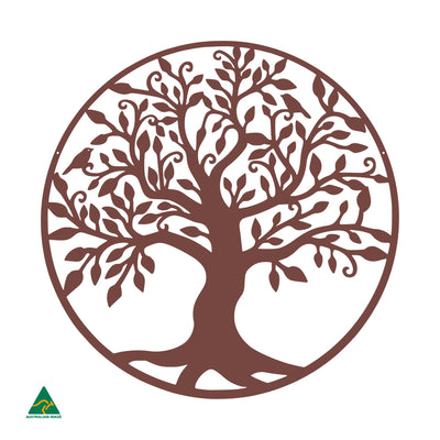 Tree of Life Round Metal Wall Art | Manor Red Satin