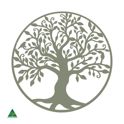 Tree of Life Round Metal Wall Art | Pale Eucalypt Matt