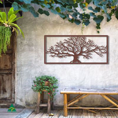 Tree of Life Metal Wall Art Staged Image | Rust Patina