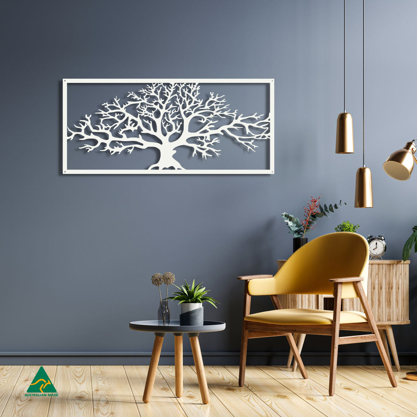 Tree of Life Metal Wall Art Staged Image | White Matt
