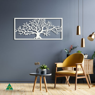 Tree of Life Metal Wall Art Staged Image | White Matt