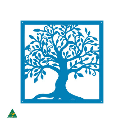 Tree of Life Square Metal Wall Art | Blaze Blue Gloss
