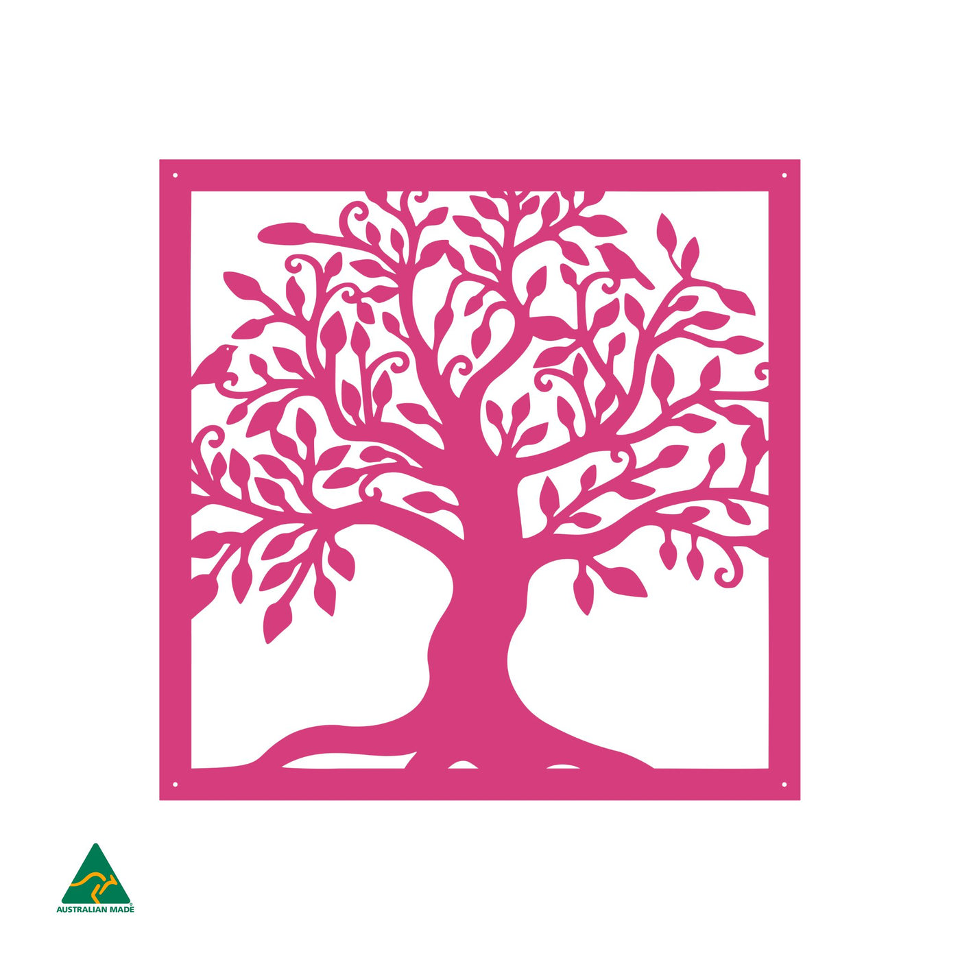 Tree of Life Square Metal Wall Art | Pink Gloss