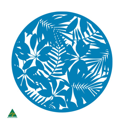 Tropical Landscape Round Metal Wall Art | Blaze Blue Gloss