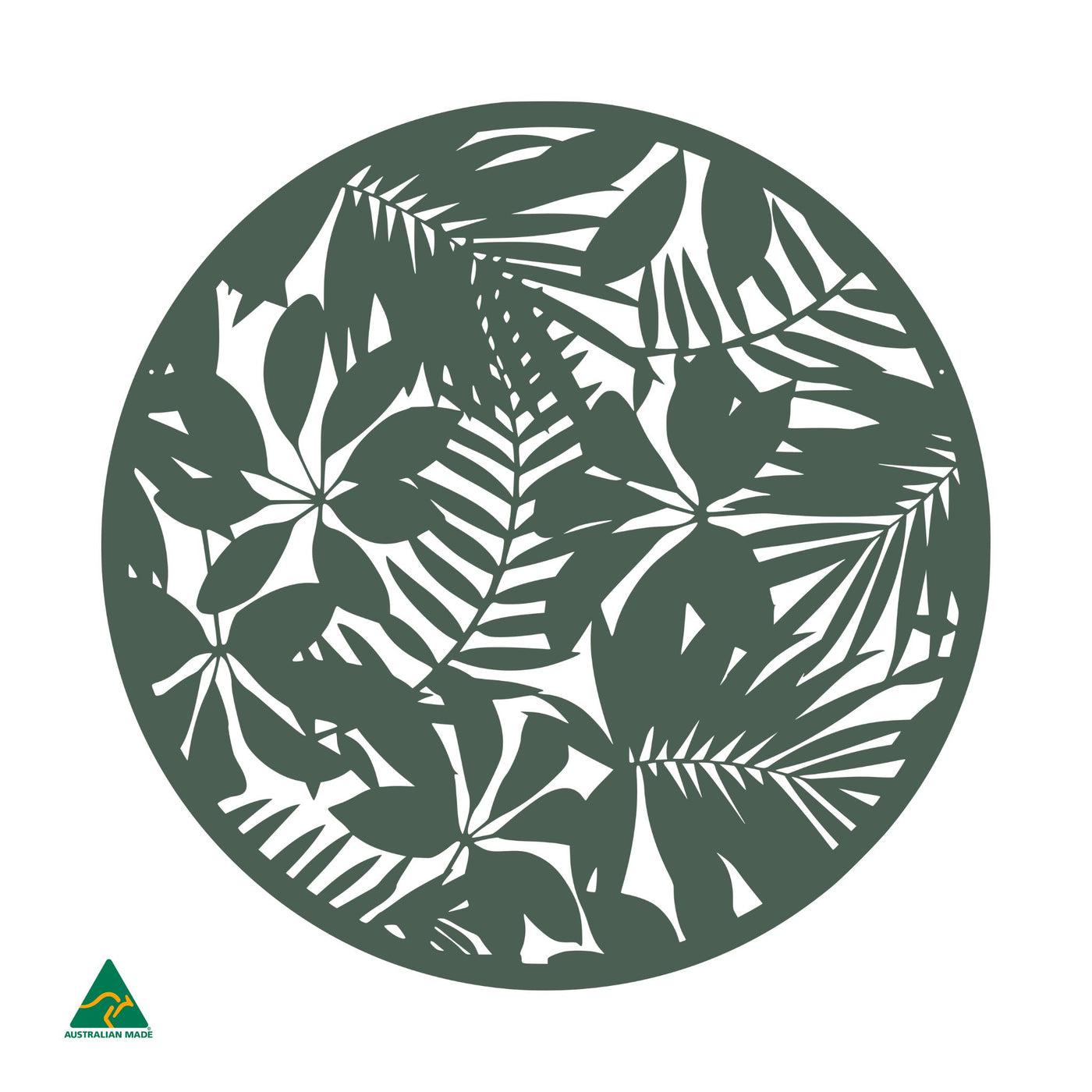 Tropical Landscape Round Metal Wall Art | Cottage Green Satin