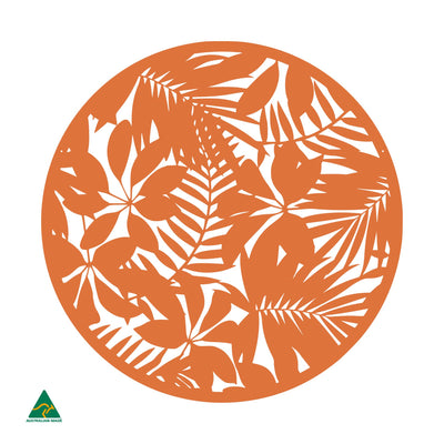 Tropical Landscape Round Metal Wall Art | Orange X15 Gloss