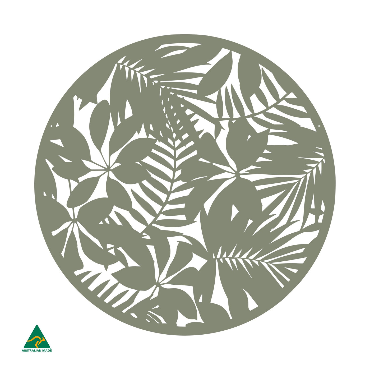 Tropical Landscape Round Metal Wall Art | Pale Eucalypt Matt