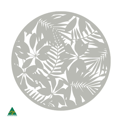 Tropical Landscape Round Metal Wall Art | Shale Grey Matt