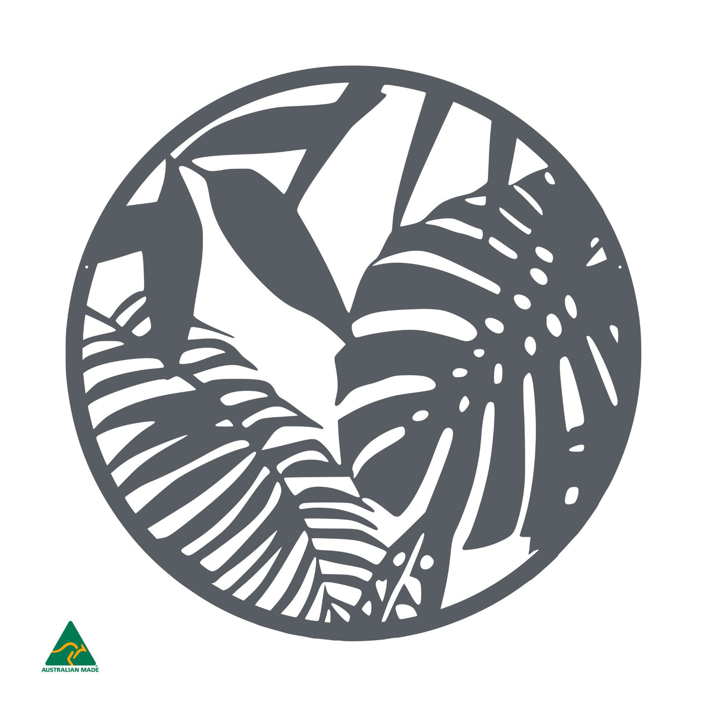 Tropical Leaves Round Metal Wall Art | Ironstone Matt