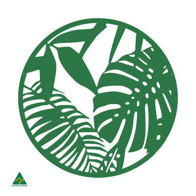 Tropical Leaves Round Metal Wall Art | Mistletoe Gloss