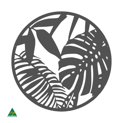 Tropical Leaves Round Metal Wall Art | Monument Matt
