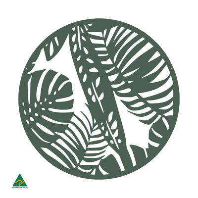 Tropical Rainforest Round Metal Wall Art | Cottage Green Satin