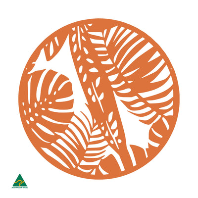 Tropical Rainforest Round Metal Wall Art | Orange X15 Gloss