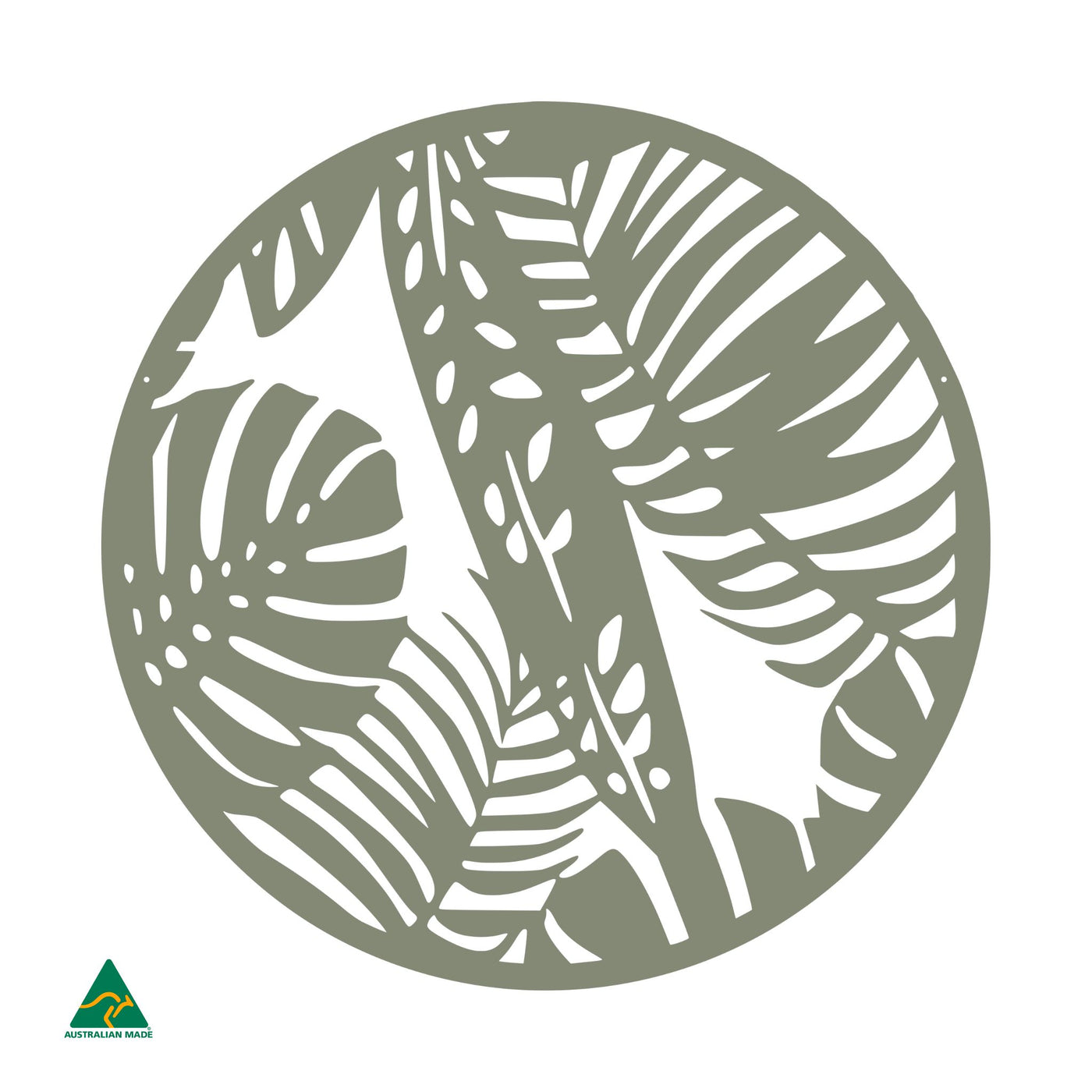 Tropical Rainforest Round Metal Wall Art | Pale Eucalypt Matt