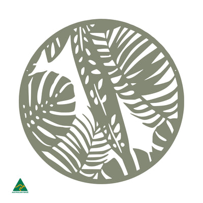 Tropical Rainforest Round Metal Wall Art | Pale Eucalypt Matt