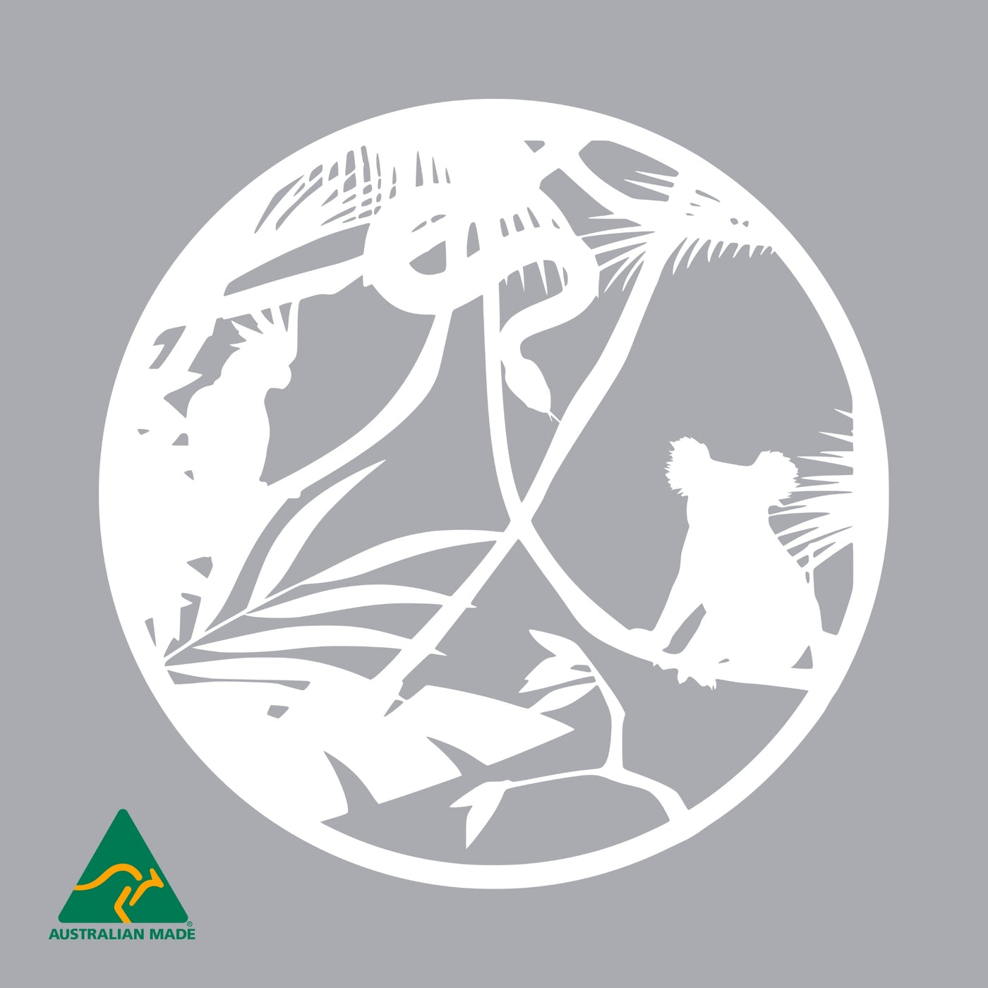 Tropical Wildlife Round Metal Wall Art | White Finish