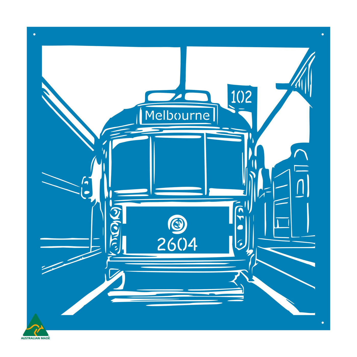 Urban Tram Metal Wall Art | Blaze Blue Gloss