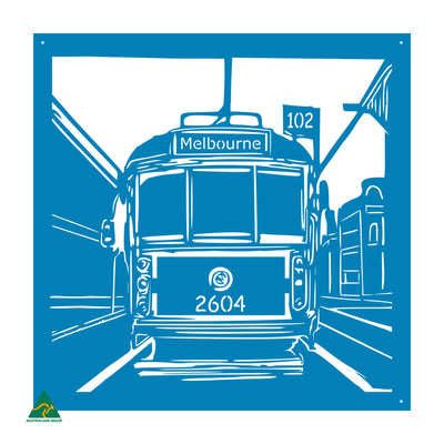 Urban Tram Metal Wall Art | Blaze Blue Gloss