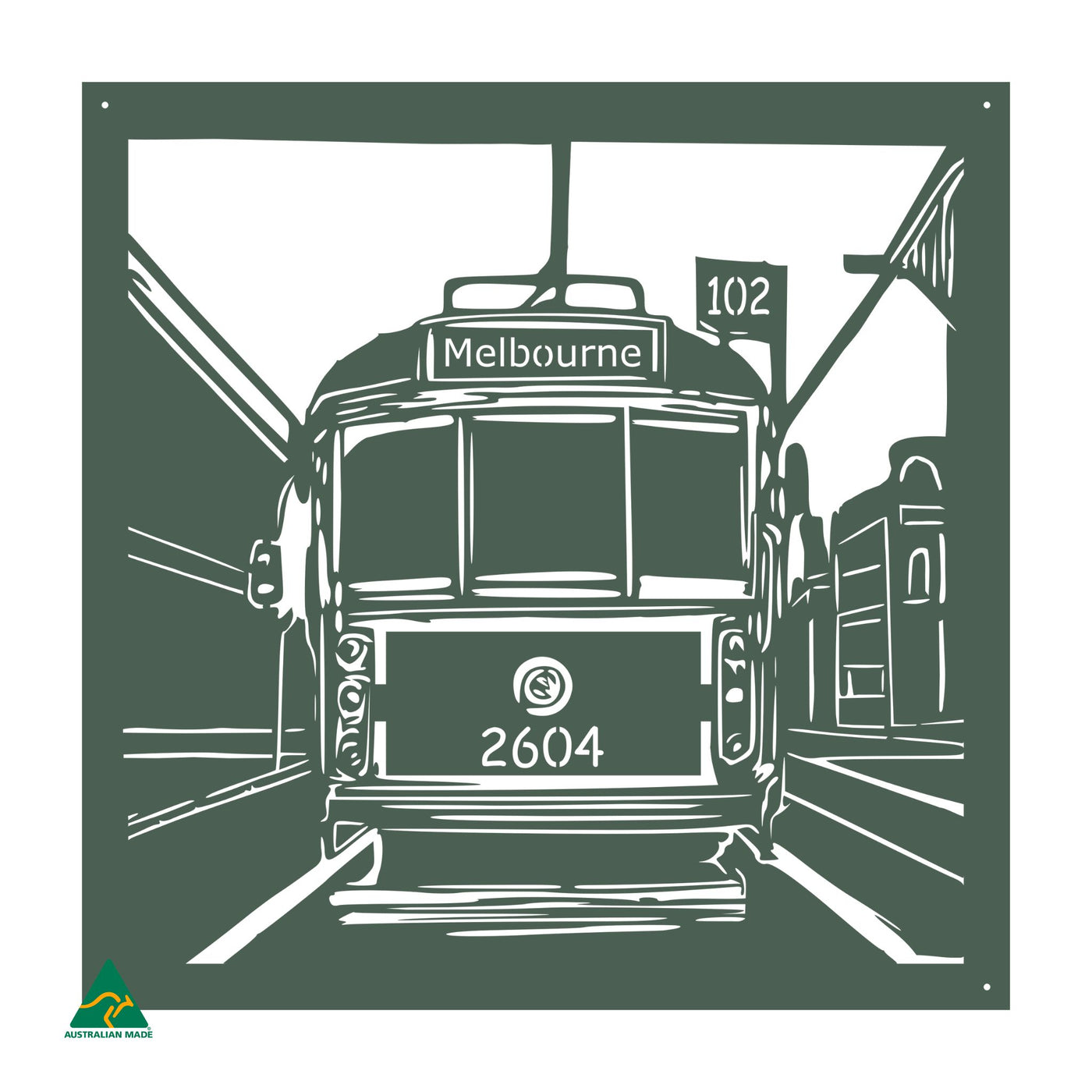 Urban Tram Metal Wall Art | Cottage Green Satin