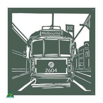 Urban Tram Metal Wall Art | Cottage Green Satin