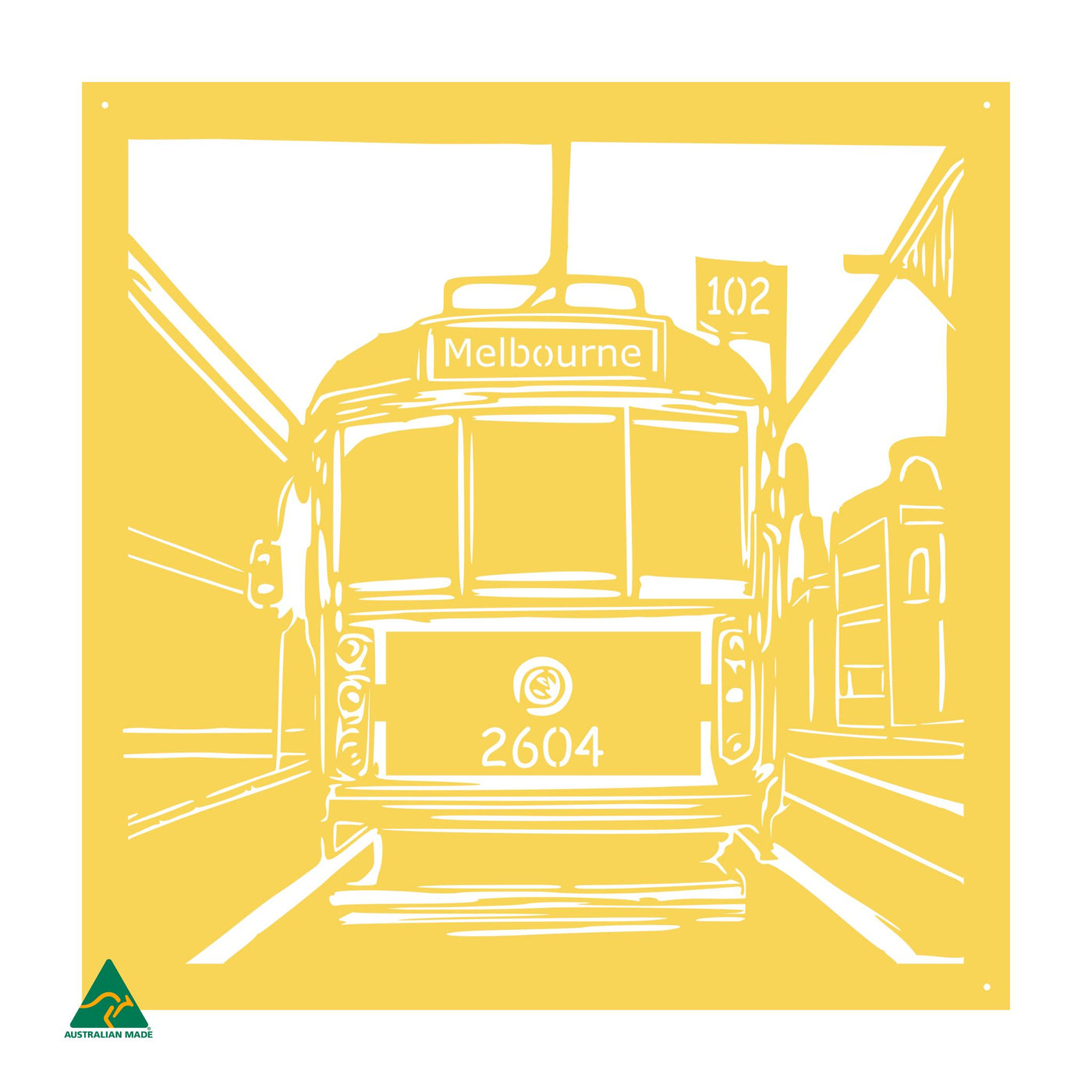 Urban Tram Metal Wall Art | Lemon Yellow Gloss