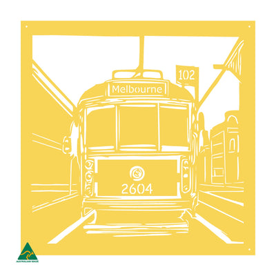 Urban Tram Metal Wall Art | Lemon Yellow Gloss