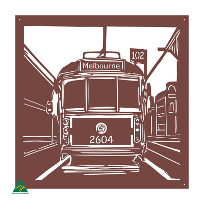 Urban Tram Metal Wall Art | Manor Red Satin