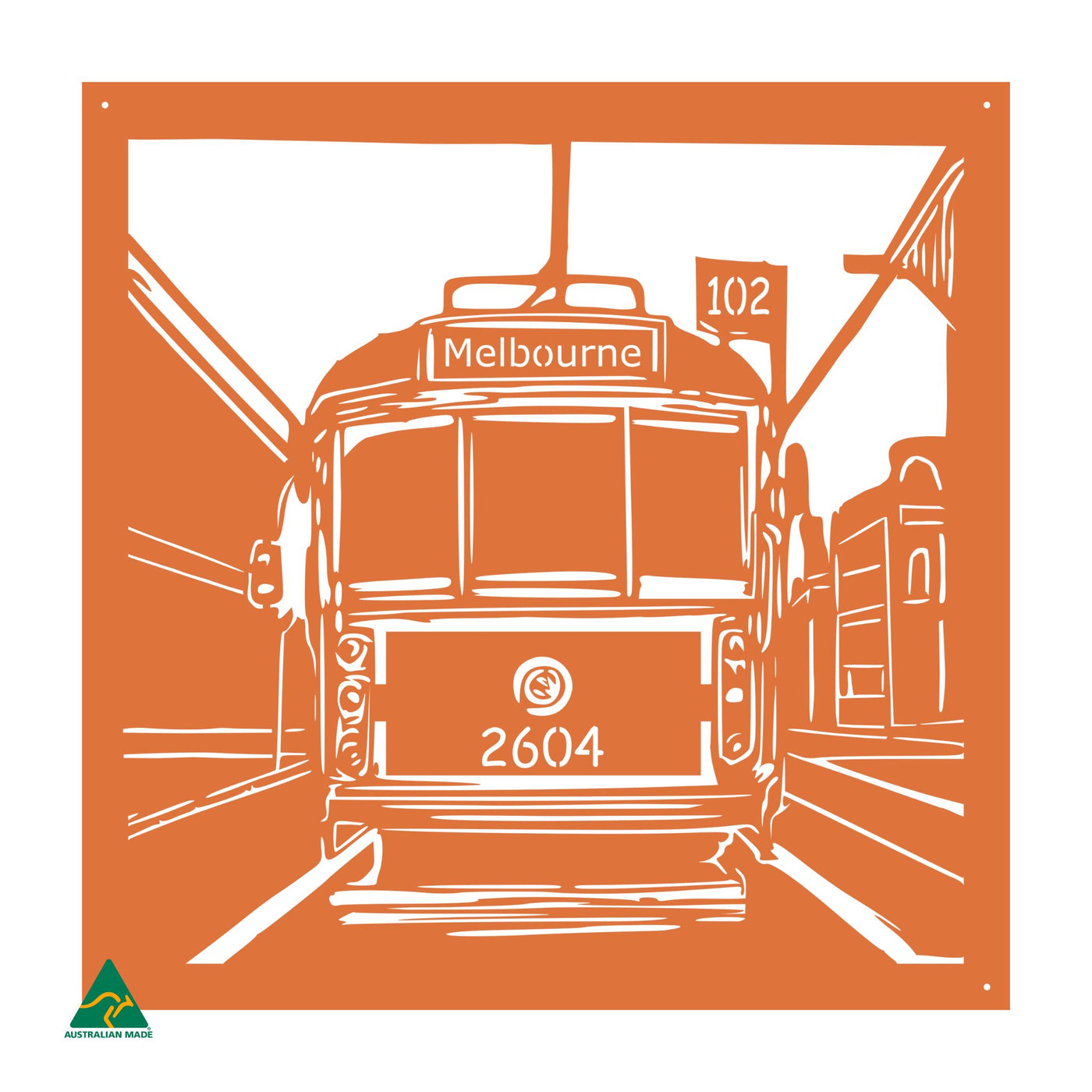 Urban Tram Metal Wall Art | Orange X15 Gloss