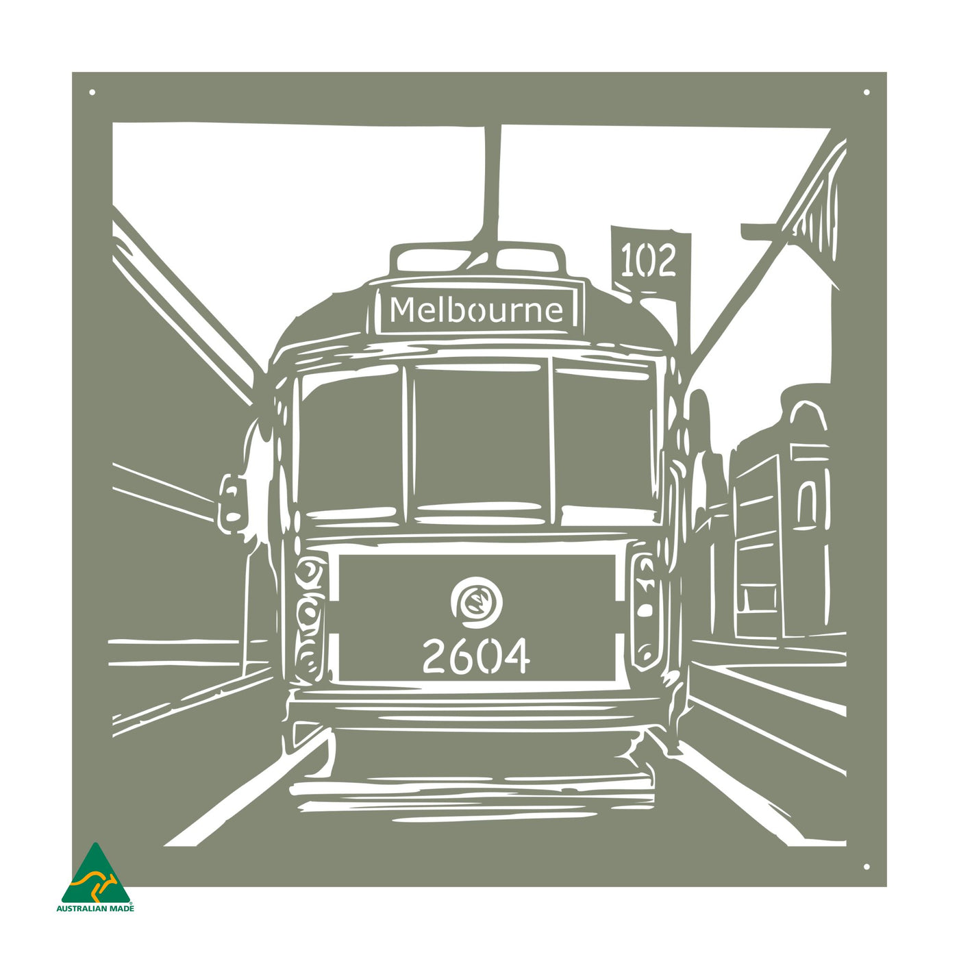 Urban Tram Metal Wall Art | Pale Eucalypt Matt