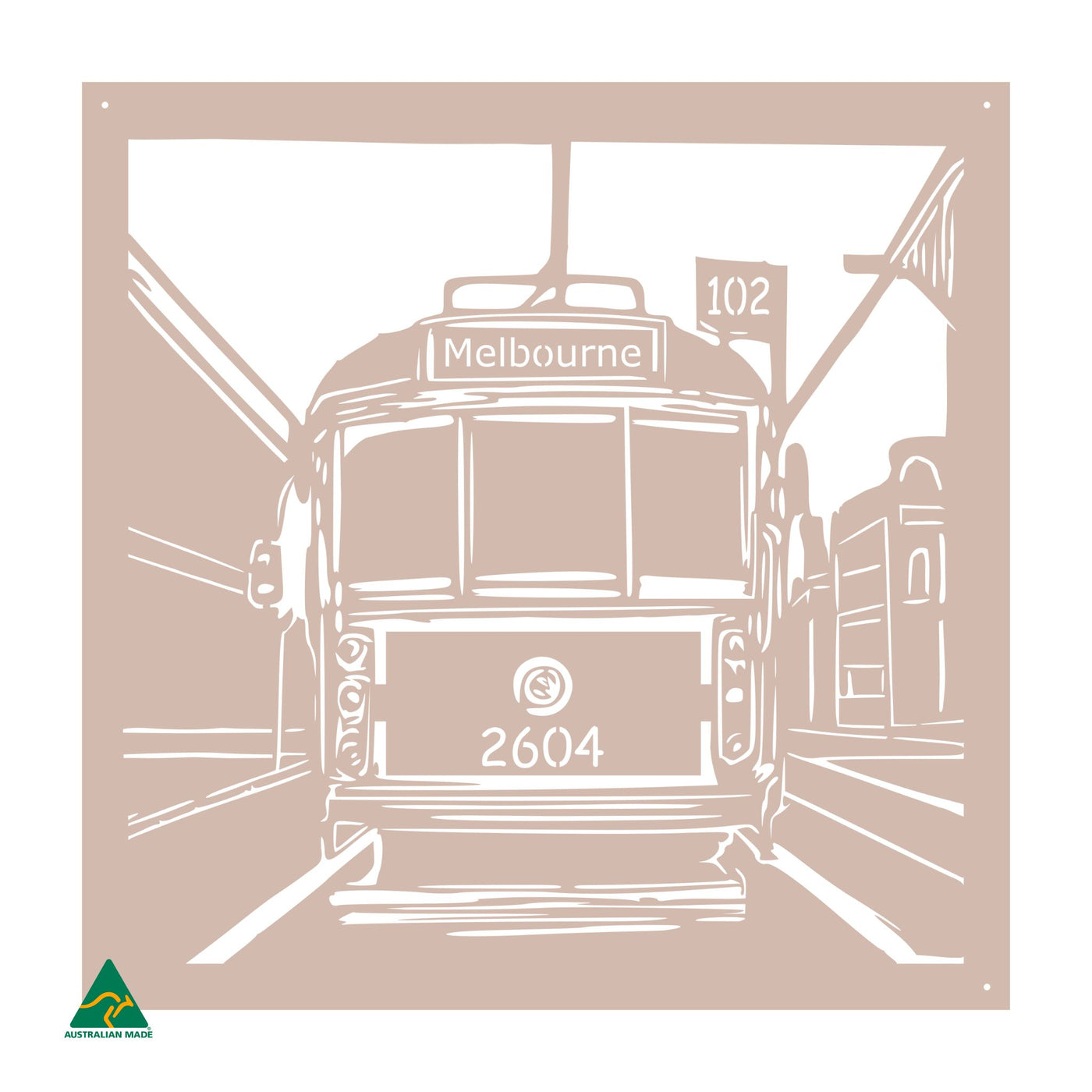 Urban Tram Metal Wall Art | Pink Sand Matt