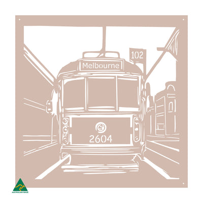 Urban Tram Metal Wall Art | Pink Sand Matt