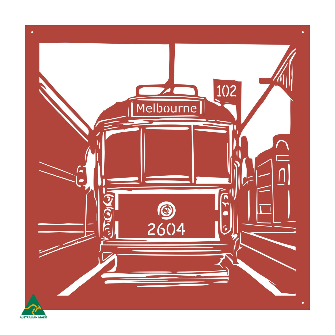 Urban Tram Metal Wall Art | Signal Red Gloss