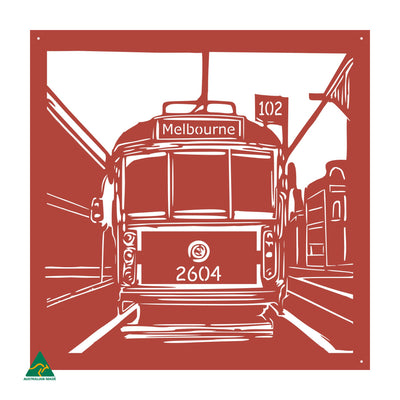 Urban Tram Metal Wall Art | Signal Red Gloss