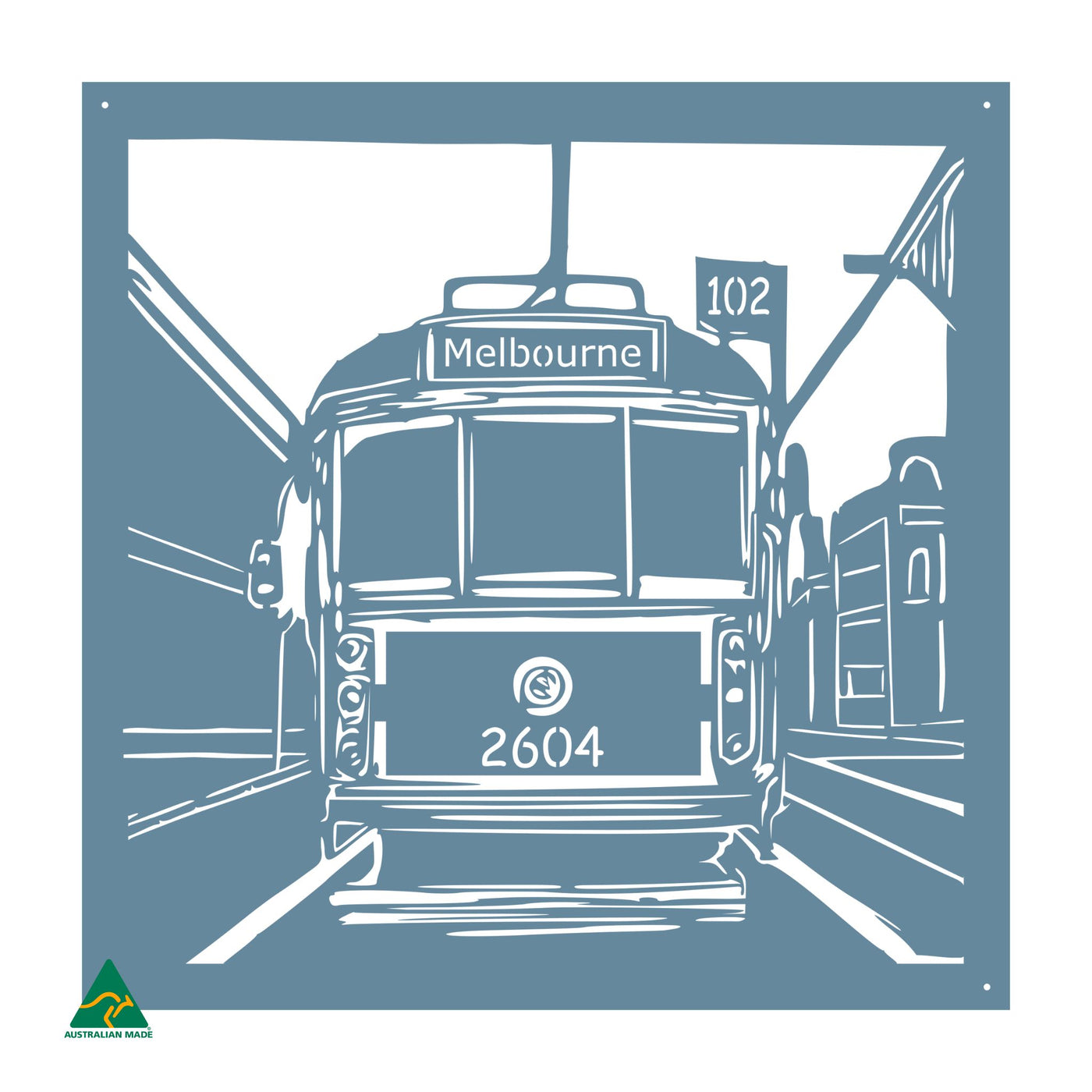Urban Tram Metal Wall Art | Wedgewood Satin