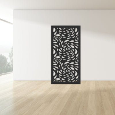 Staged Image | Flowing Droplets Privacy Screen | Night Sky (Black) Matt