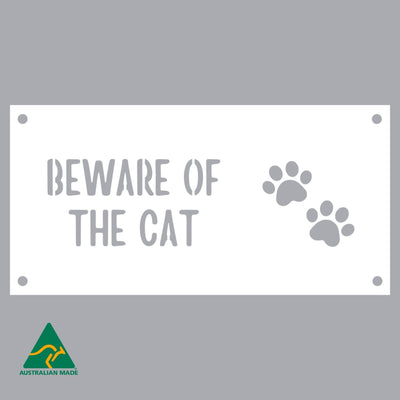Bagheera Beware of the Cat Wall Sign | White Finish