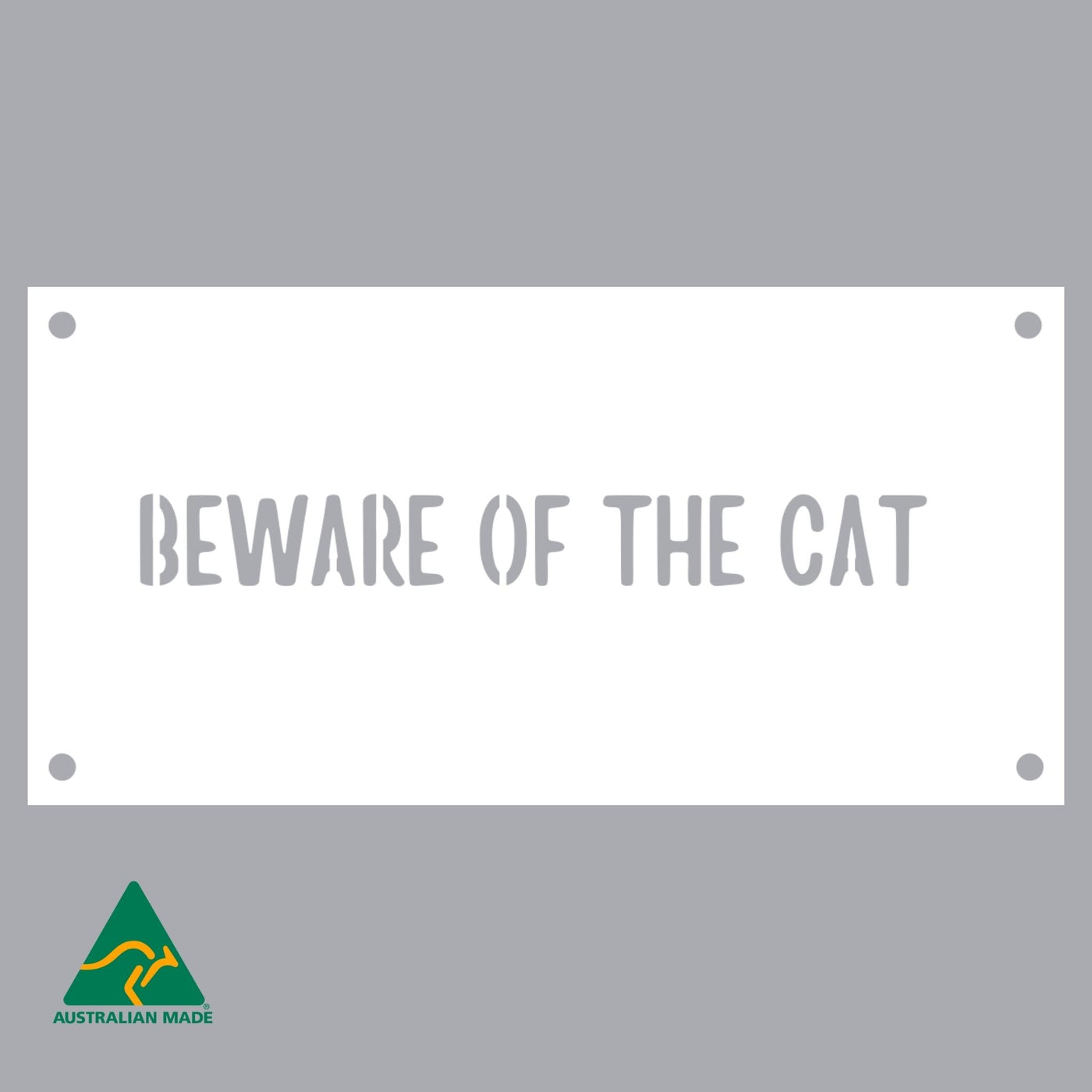 Beware of the Cat Wall Sign | White Finish