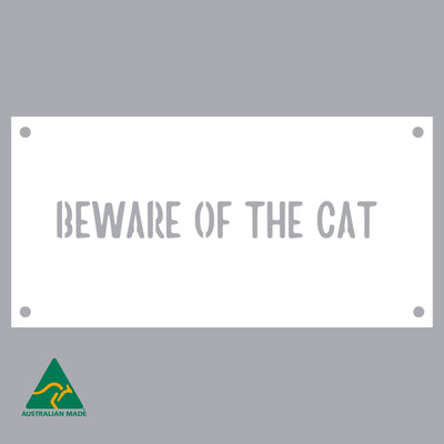 Beware of the Cat Wall Sign | White Finish