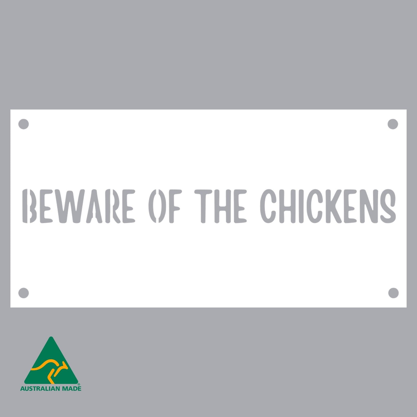 Beware of the Chickens Wall Sign | White Finish
