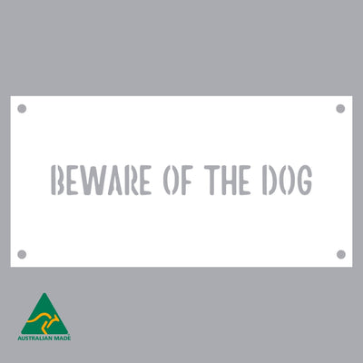 Beware of the Dog Wall Sign | White Finish