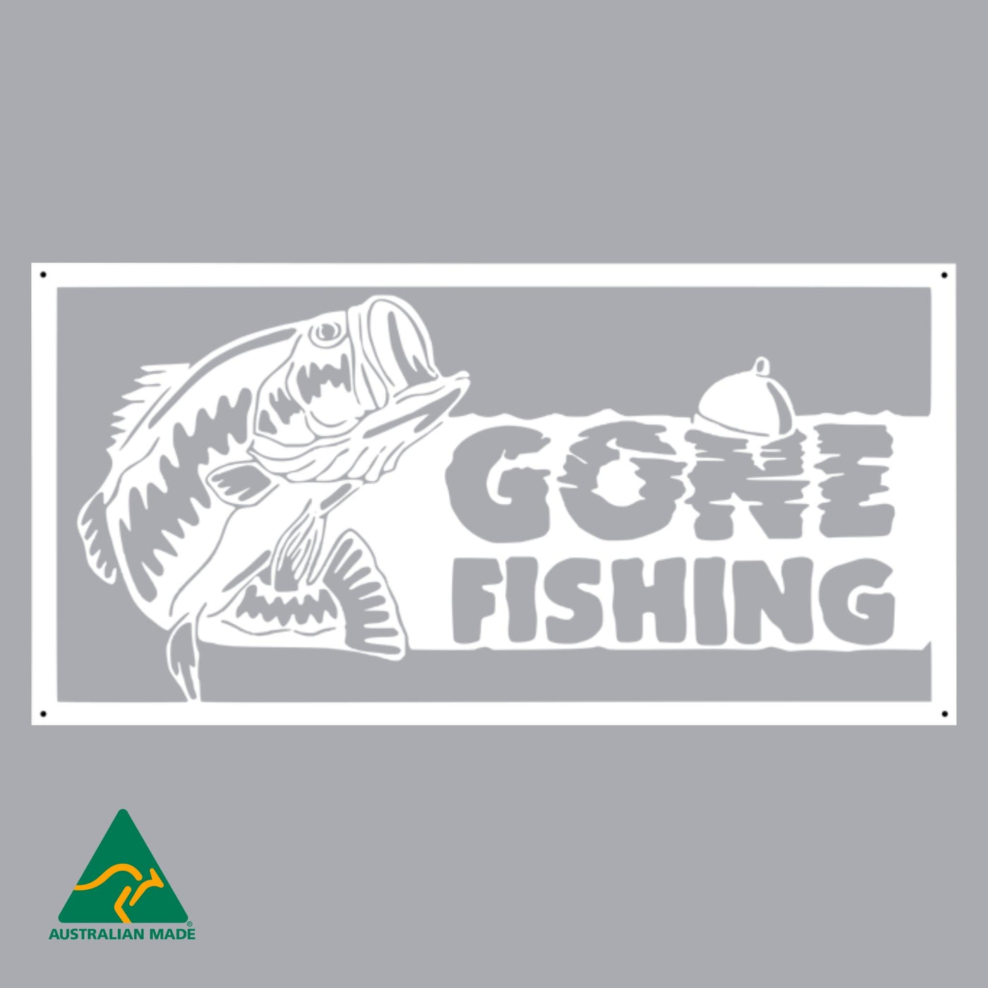 Gone Fishing Metal Wall Art | White Finish