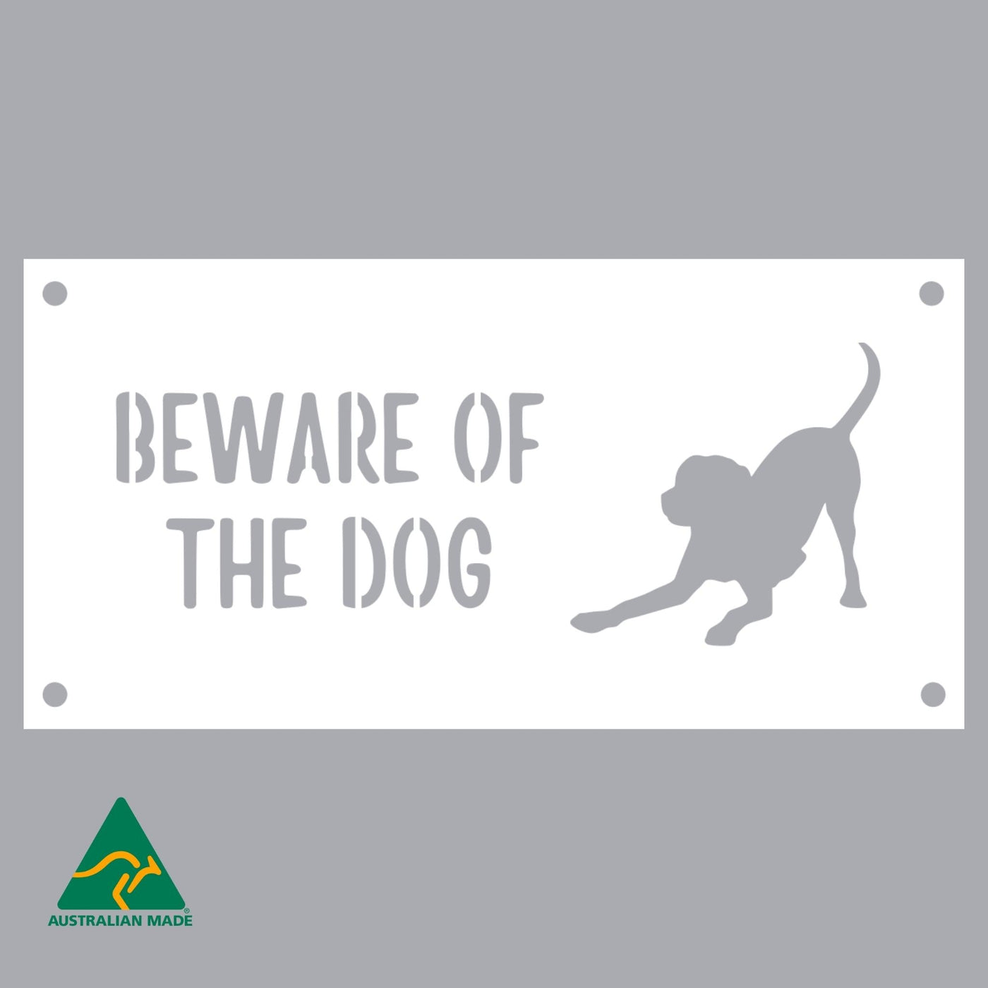 Harvey Beware of the Dog Wall Sign | White Finish