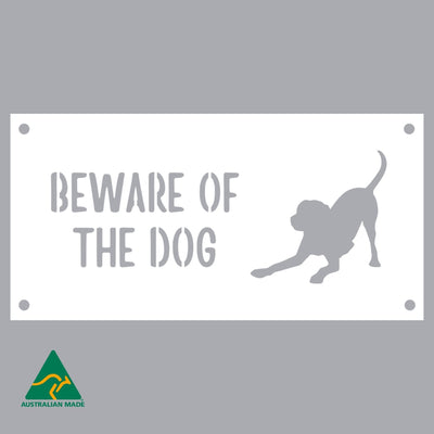 Harvey Beware of the Dog Wall Sign | White Finish
