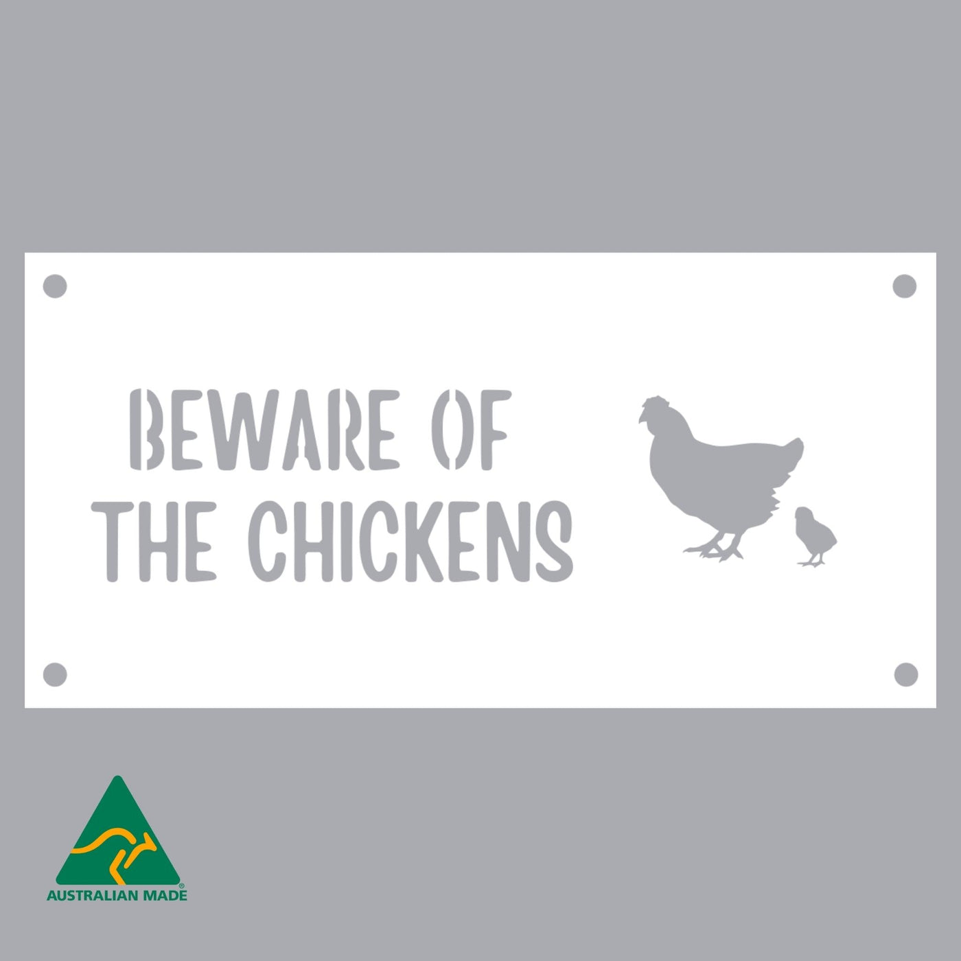 Margaret Beware of the Chickens Wall Sign | White Finish